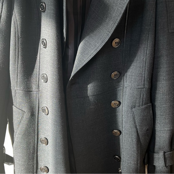 Burberry Double-Breasted Women’s Knee-Length Charcoal Button Belt Coat size 8/M - Picture 6 of 15